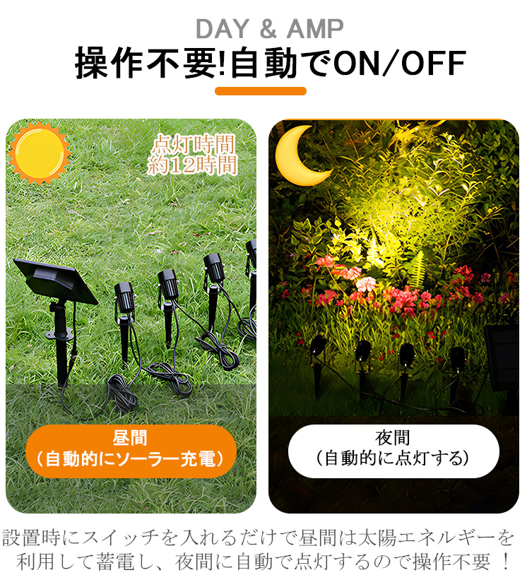 IP65防水/アルミ/7色変換】ソーラーライト ガーデンライト 多結晶