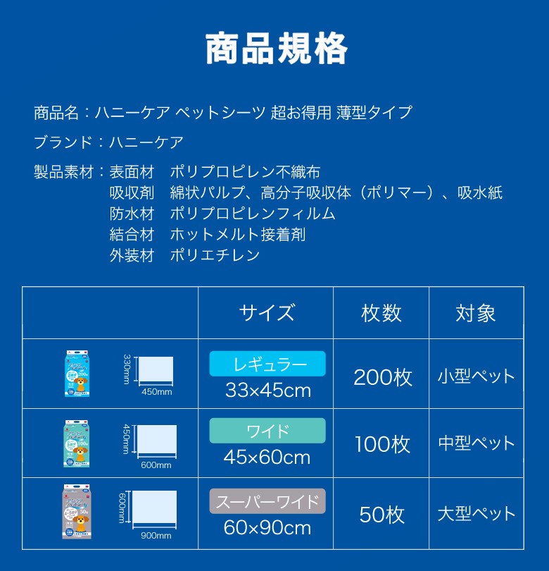 ハニーケア ペットシーツ 超お徳用 薄型タイプ ワイド 400枚入り（100