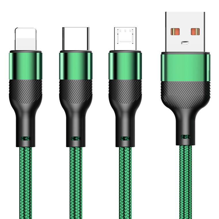 LivelyLife 1.2mX2本 3in1 充電ケーブル 最大3A iPhone Android LivelyLife 1.2mX2本 3in1 充電ケーブル 最大3A iPhone Android