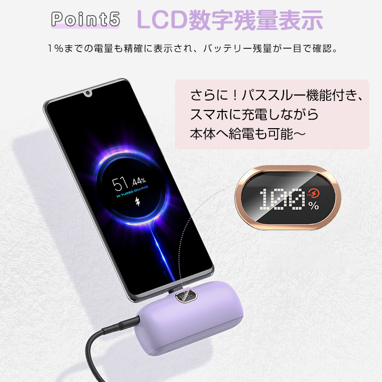 P15倍 モバイルバッテリー 小型 10000mAh 4台同時充電 LCD残量表示