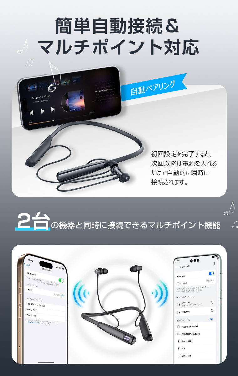  Bluetooth 無線イヤホン 人間工学