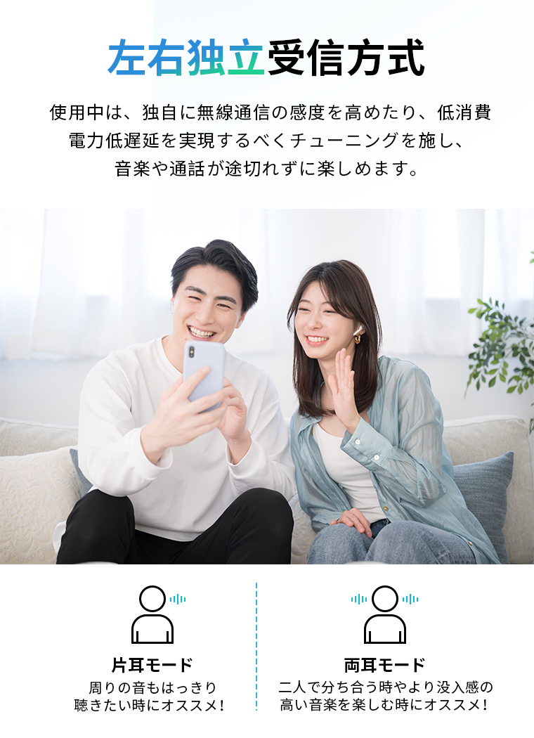 Bluetooth イヤホン 両耳 