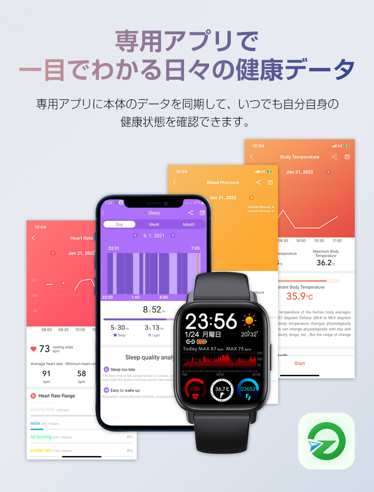 スマートブレスレット 1.4インチ大画面