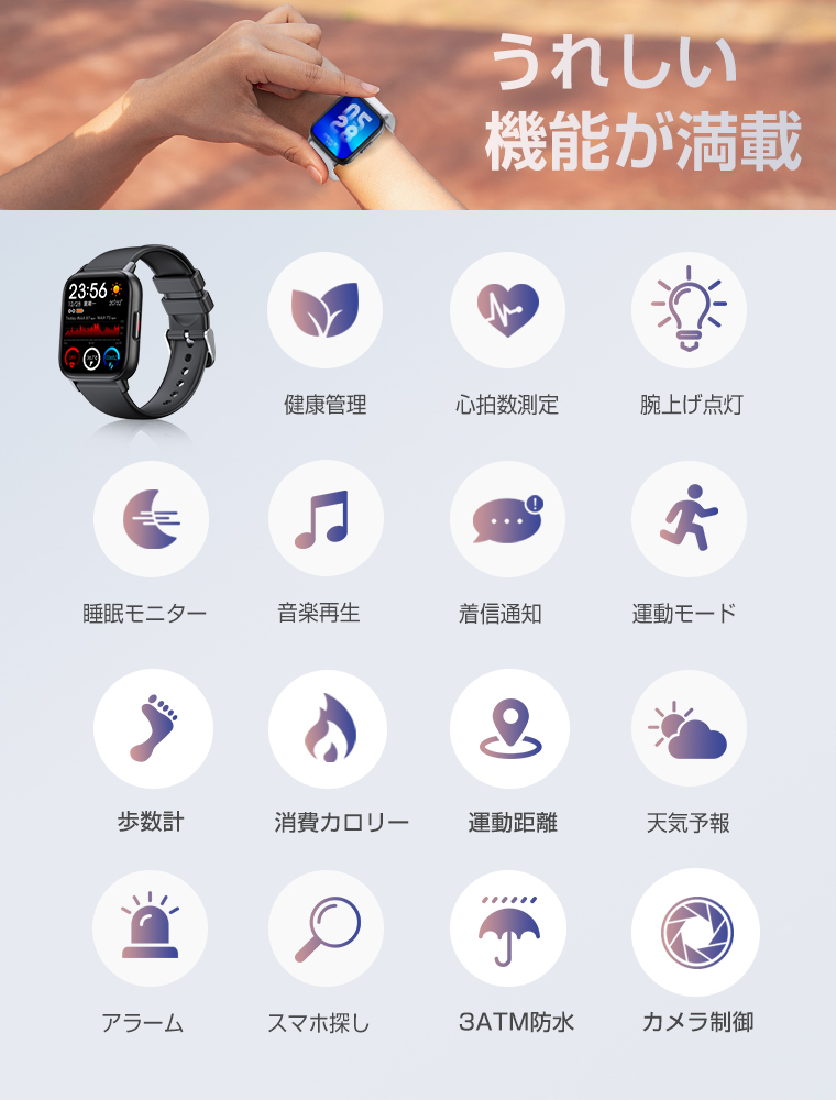 スマートウォッチ 24時間体温監視 2020モデル