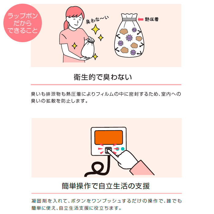 ポータブルトイレ 自動ラップ ラップポン・ブリオ2 暖房便座 木製 介護