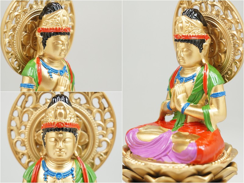 勢至菩薩 15．0cm 彩色仕上 合金製［仏像］ : 仏壇 仏具 lives