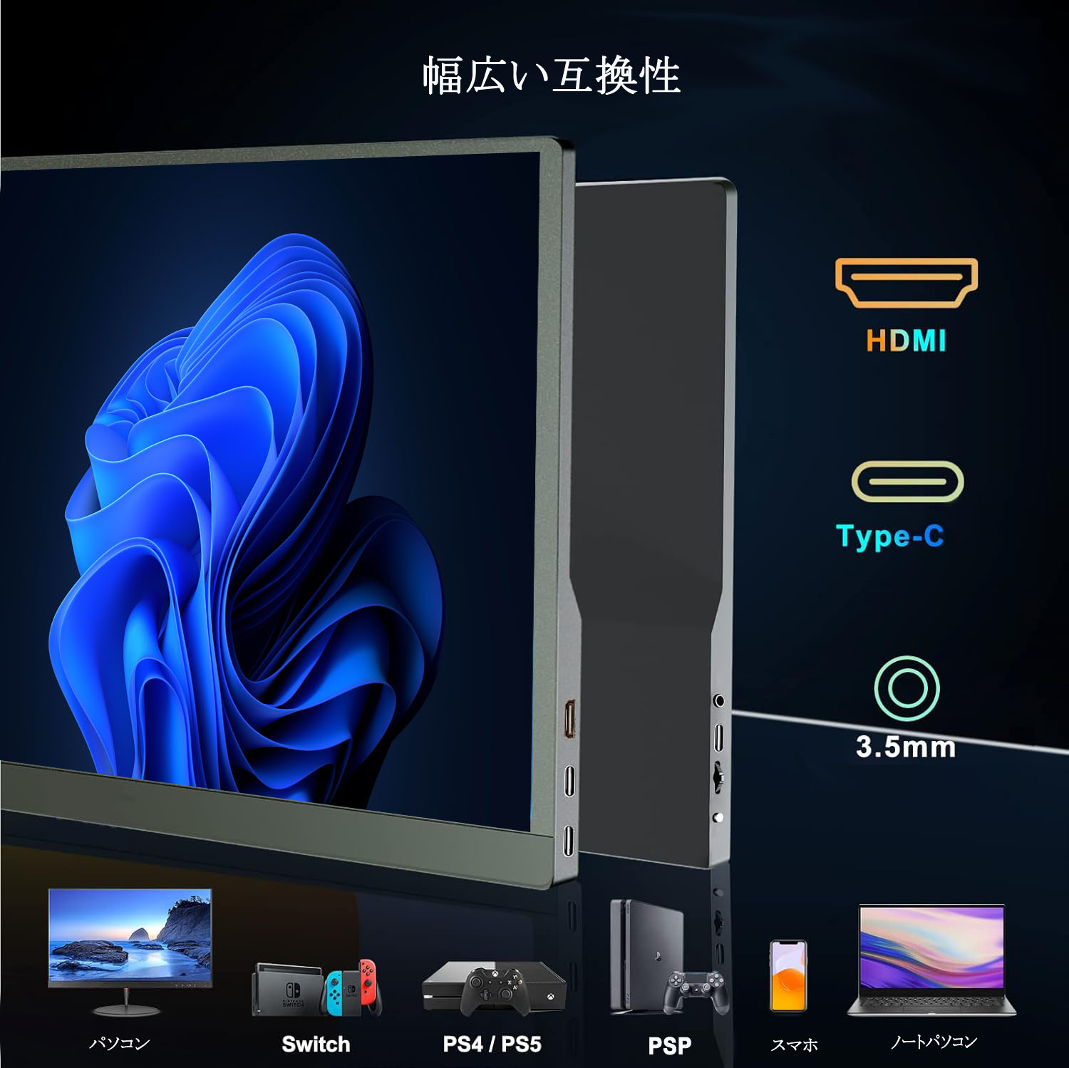 15.6インチ バイルモニター モバイルディスプレイゲームモニター  