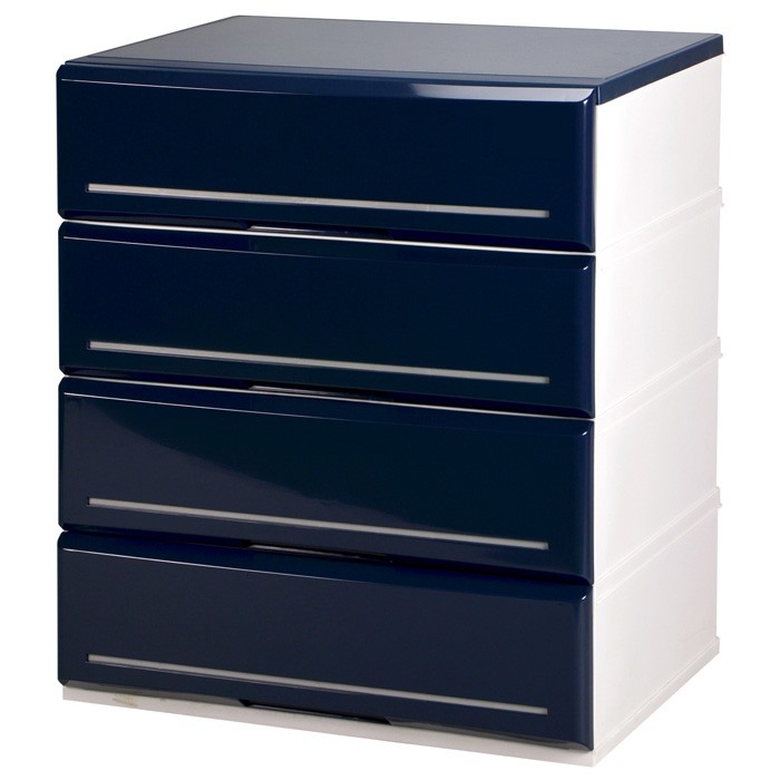 青いチェスト 6引き出し 伸和（SHINWA） チェスト 収納ケース 引き出し 木製天板 4段 幅62cm