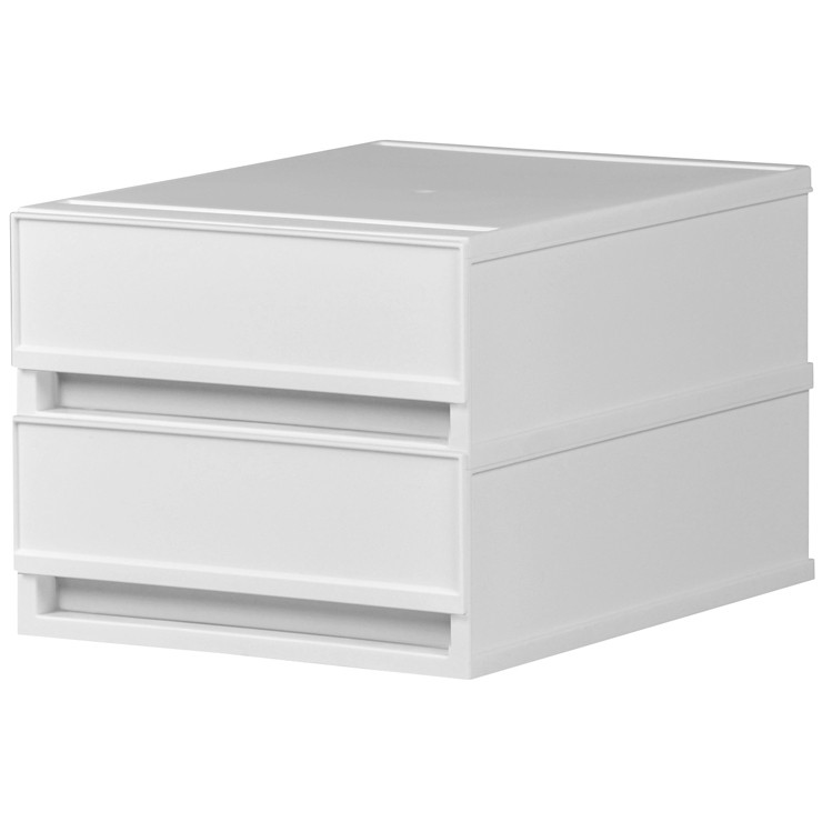 レターケース おしゃれ 引き出し プラスチック 収納ケース 2段 幅27.2cm 奥行35.6cm 高さ22.1cm A4サイズ プラストベーシックFRA402 |  | 01