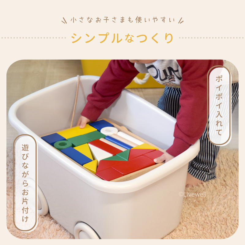2個セット 収納ボックス フタ付き キャスター付き おもちゃ箱 お