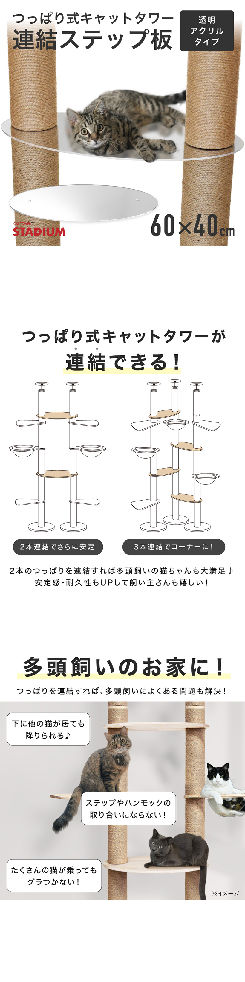 ツッパリ式キャットタワー CAT TOWER STADIUM つっぱり式キャットタワー連結ステップ板