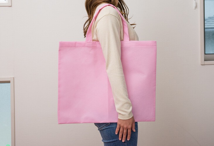 ピンク トートバッグ ほぼ未使用 30cm 不織布 トートバッグ 大きい 約39cm×46cm ピンク 布 バッグ