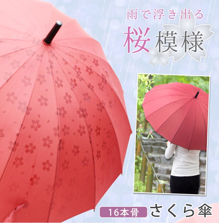 傘 雨傘 レディース メンズ 雨に濡れると模様が出る 16本骨 さくら柄 桜模様 おしゃれ かわいい キレイ 上品 半径55cm Liv リビングデイ 通販 Yahoo ショッピング