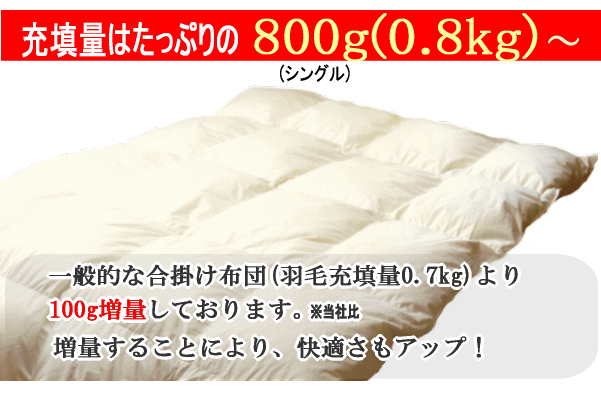 1枚限定 羽毛布団 シングル 合掛布団 ポーランド産ホワイトマザー
