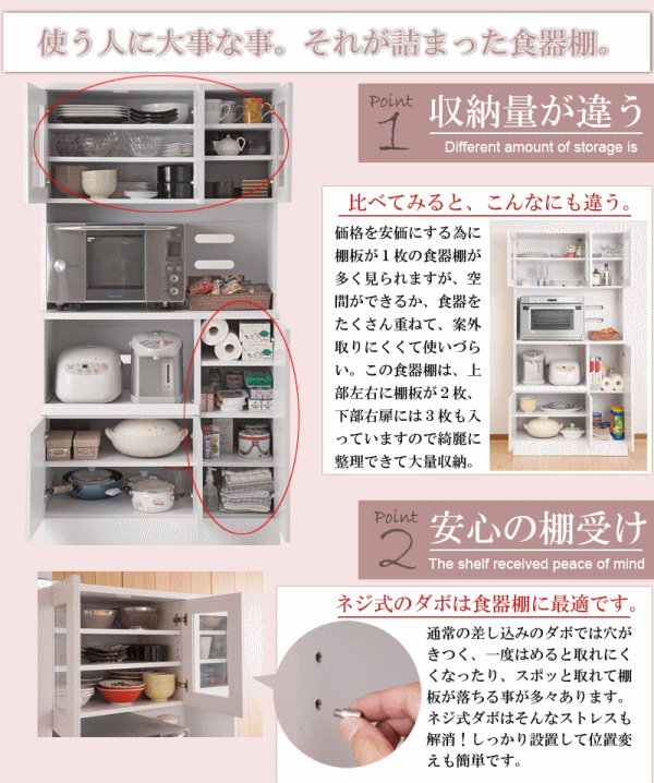 食器棚 カップボード レンジ台 ホワイト キッチンボード 家電収納