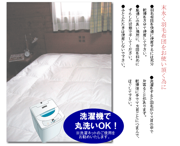 ダウンケット シングル 肌布団 羽毛肌掛け ウォッシャブル 洗濯ネット