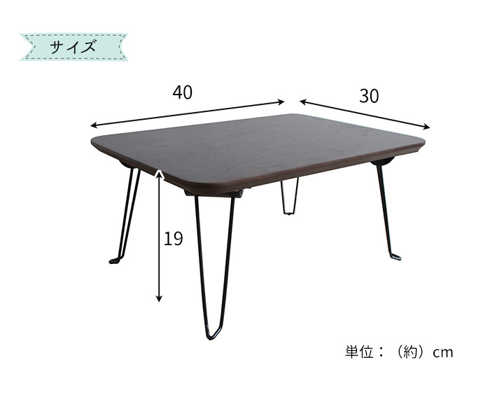 折りたたみ テーブル 幅40×奥行30×高さ19cm tntb-omt30 ローテーブル