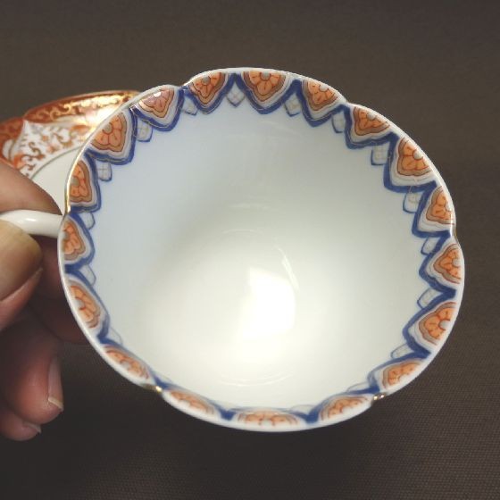 賞美堂 赤濃金彩唐草 コーヒー碗皿 鹿鳴館シリーズ 得トクセール