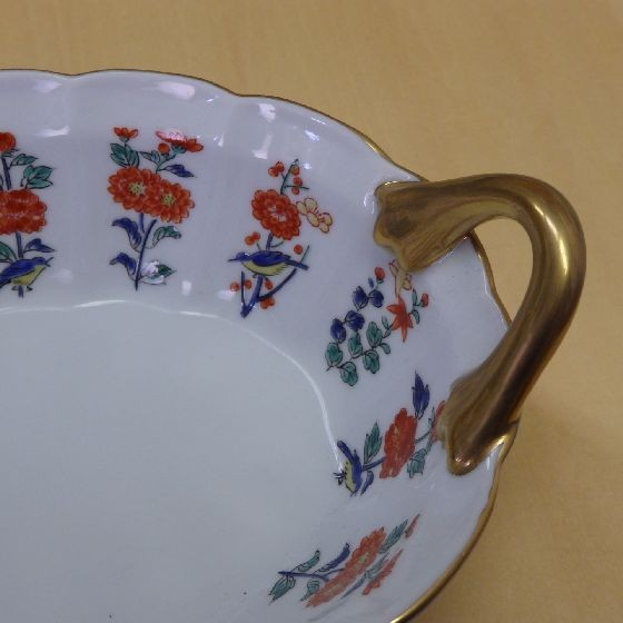 有田焼 賞美堂 マイセン写し 色絵 草花文 バスケット 得トクセール