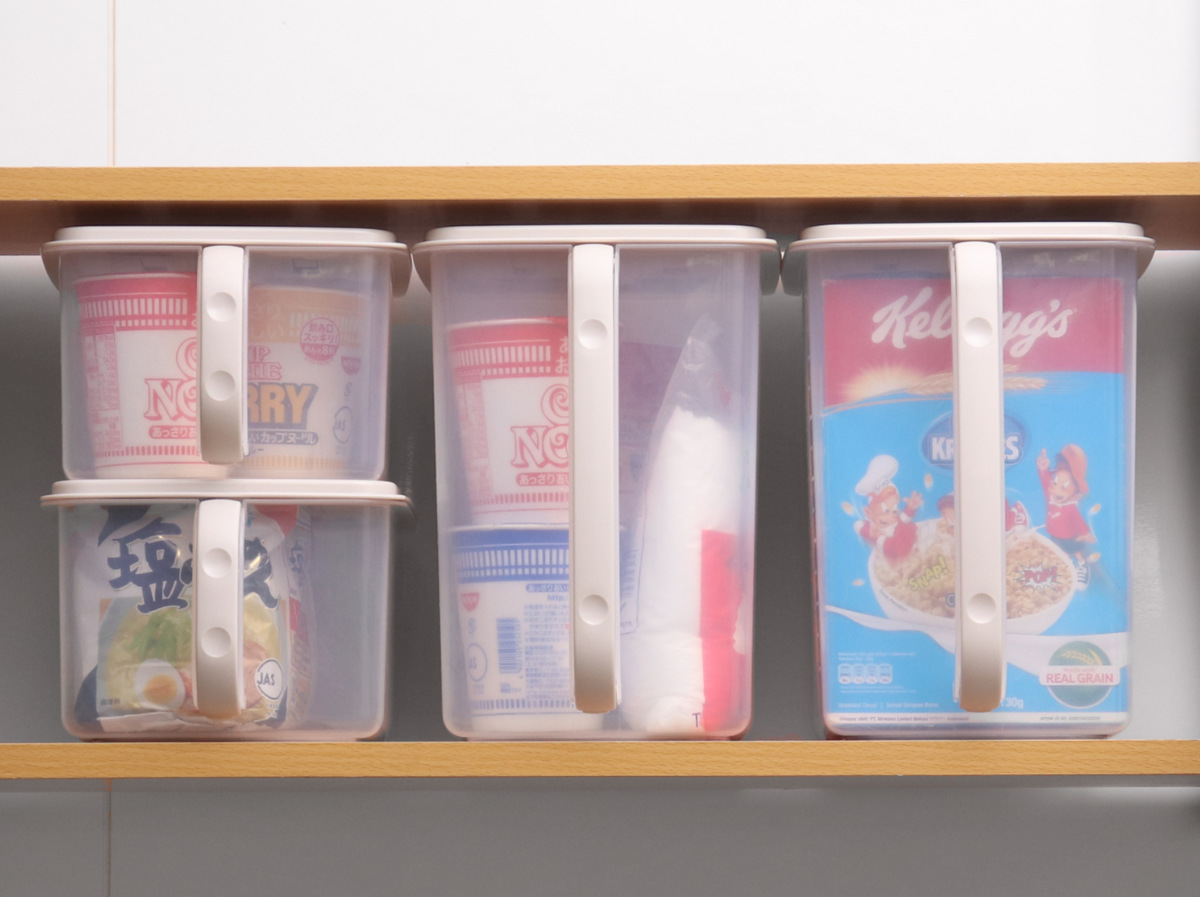 吊戸棚 収納 収納ケース 整理ストッカー 大 キッチン （ 取っ手付き