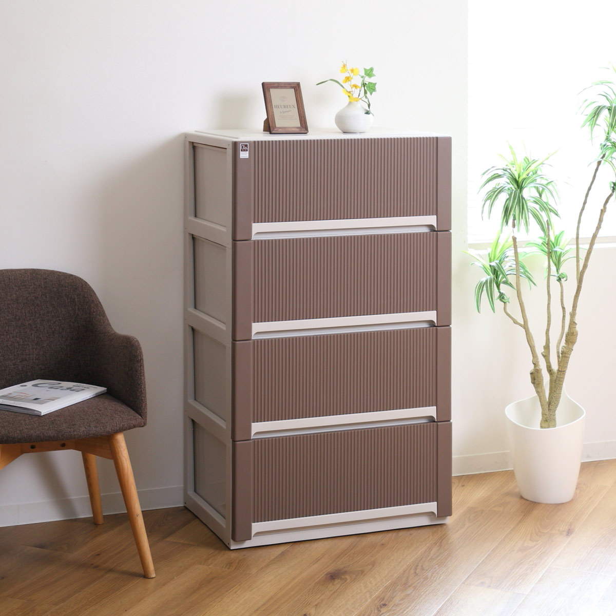 makさん専用オーク材 5段チェスト ブラウン makさん専用オーク材 5段