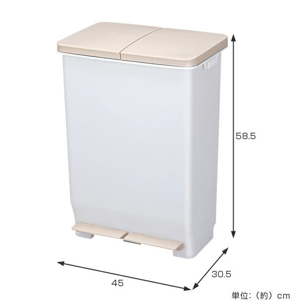 ゴミ箱 ふた付き ツインペダル 46L （ ごみ箱 ダストボックス 分別