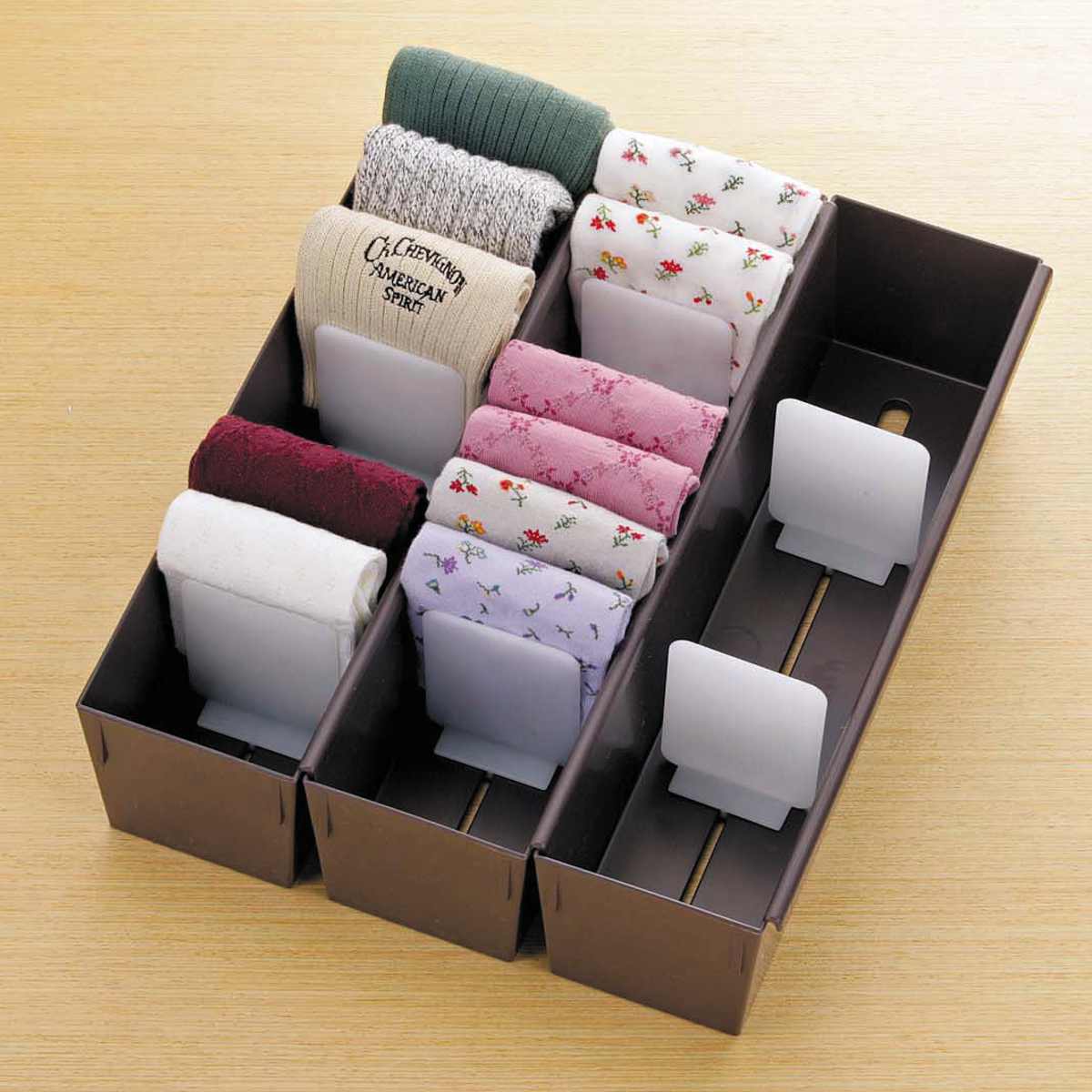 吉川国工業所 仕切りケース 幅9×奥行33×高さ9cm 靴下用 5個セット