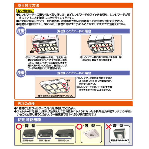 レンジフードカバー 2枚入り 10個セット 浅型・深型兼用 大型 