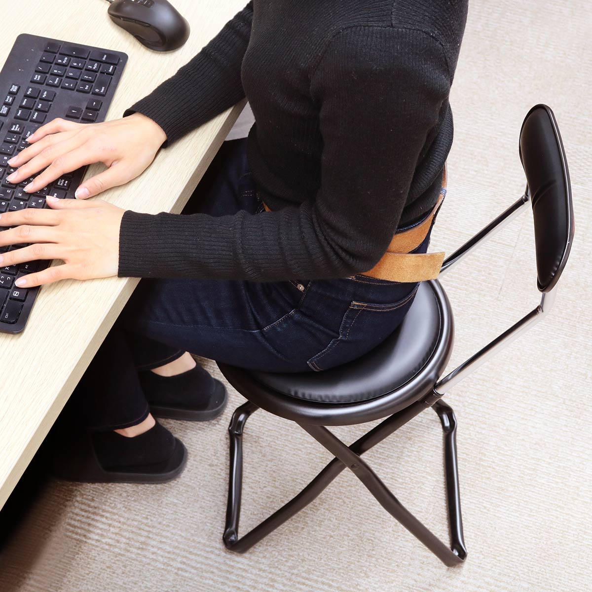 ルネセイコウ 折りたたみ椅子 同色2脚セット 座面高44cm キャプテン