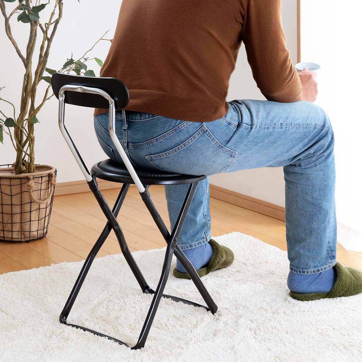 ルネセイコウ 折りたたみ椅子 同色2脚セット 座面高44cm キャプテン