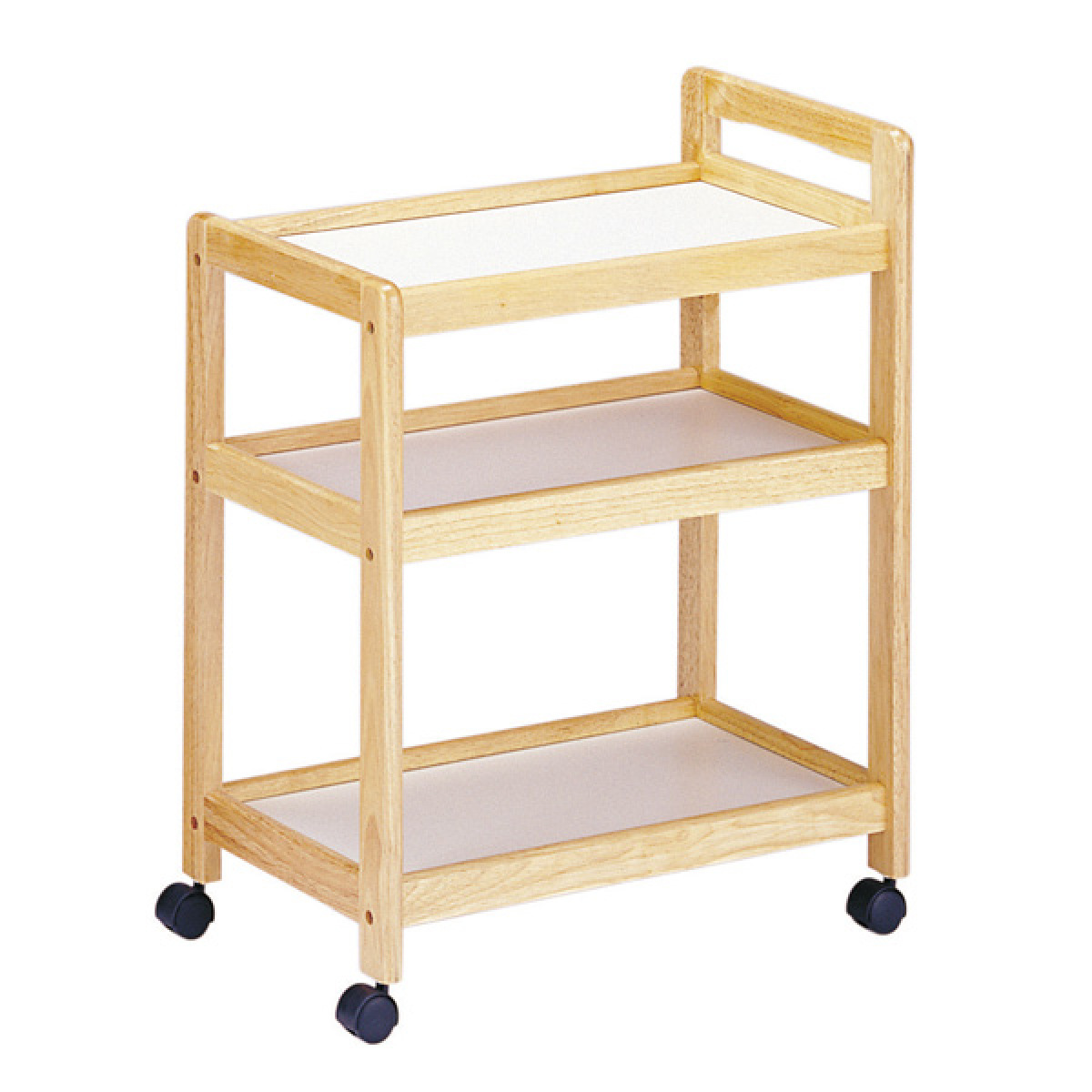 弘益 キッチンワゴン 幅58.5cm 3段 キャスター付 木製ワゴン