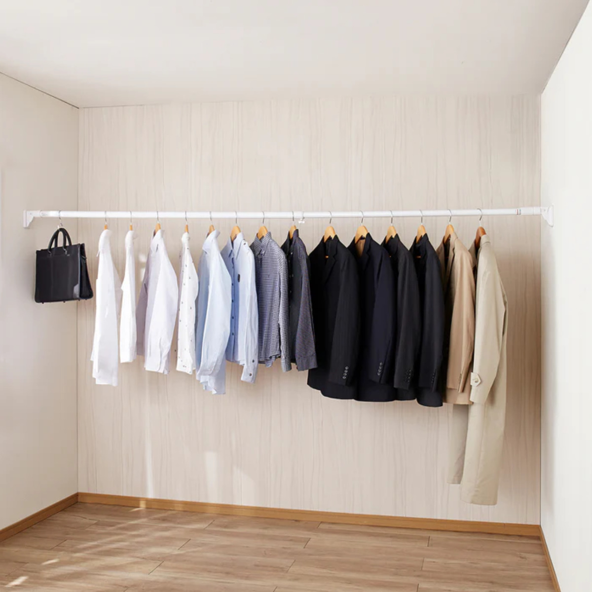 突っ張り棒　5本 突っ張り棒 ホワイト 耐荷重5〜3kg 幅175〜280cm NSW-12｜平安伸銅工業