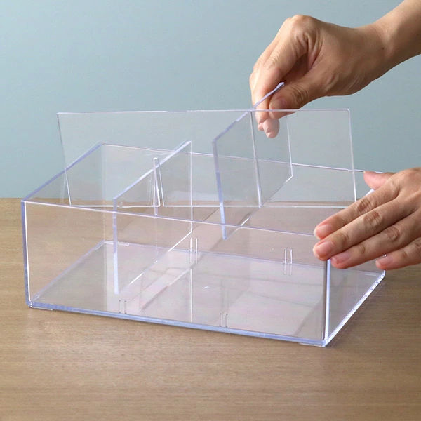 図書館仕様図書カード収納箱 オサレな小物収納、分割してディスプレイ台にも 小物ケース 収納ケース 6分割 8個セット 約 幅24×奥行16.1×高さ