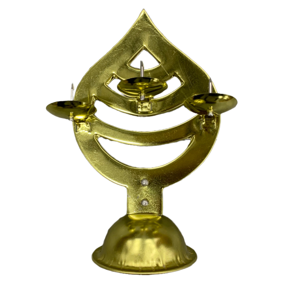 ローソク立て 三燈台 神具 神棚 （ 日本製 灯明 明かり 飾り ろうそくたて ろうそく ローソク立 神具用品 金 ）