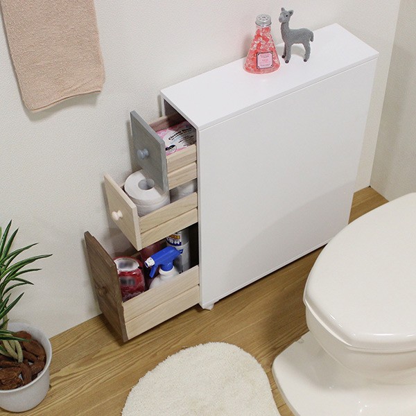 豊富な得価 トイレラック サニタリー収納 トイレットペーパーストッカー ) リビングート PayPayモール店 - 通販 - PayPayモール 木製 引出し 3段 キャスター付 幅16cm ( トイレ収納ラック 低価最安値