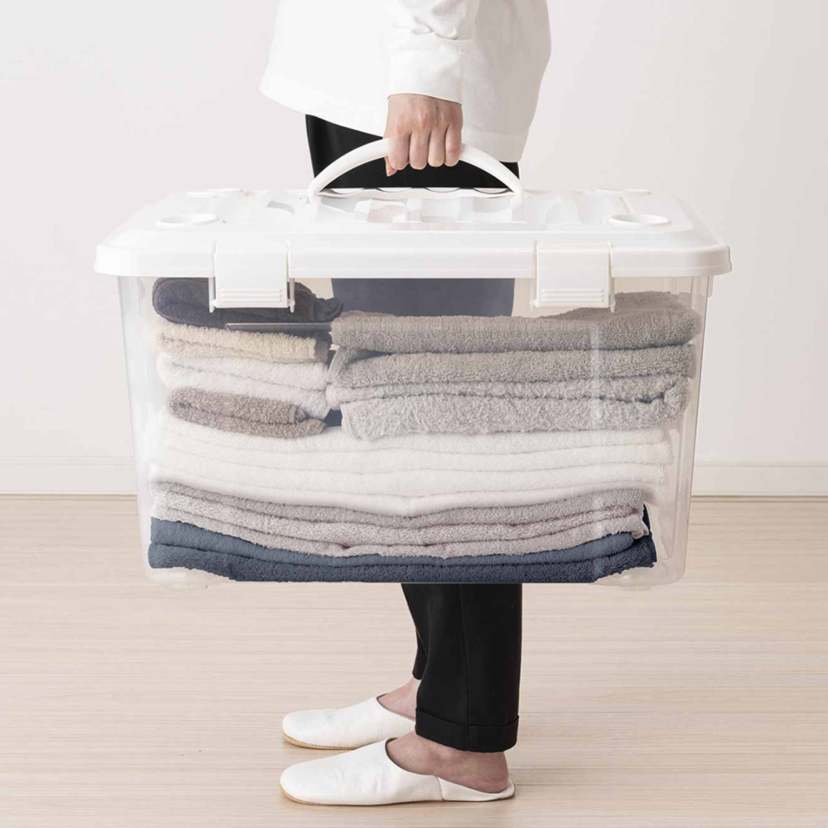 天馬 収納ボックス 幅58×奥行42×高さ34cm フタ付き 持ち手付き