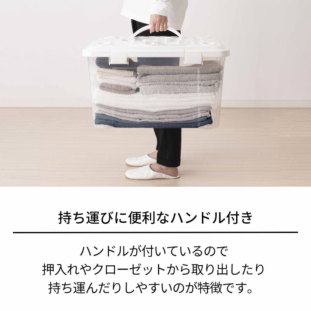 天馬 収納ボックス 幅58×奥行42×高さ34cm フタ付き 持ち手付き