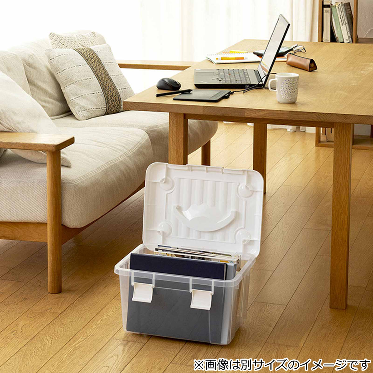 天馬 収納ボックス 幅58×奥行42×高さ34cm フタ付き 持ち手付き