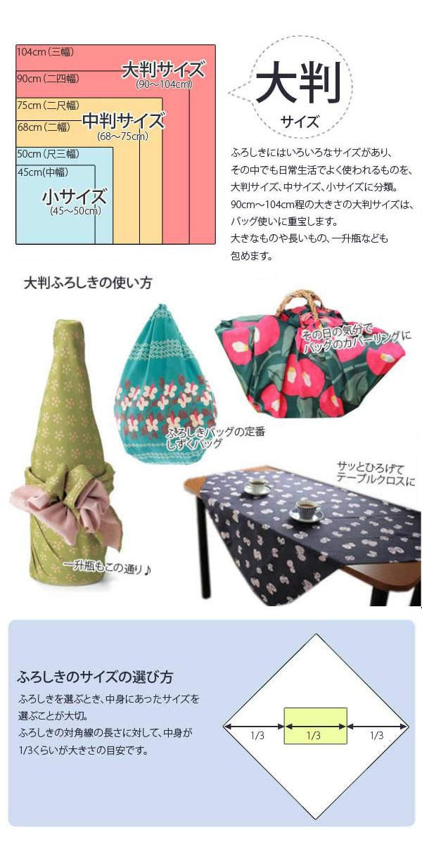 むす美 風呂敷 100cm 伊砂文様 菊 両面 ふろしき 大判 （ 風呂敷き