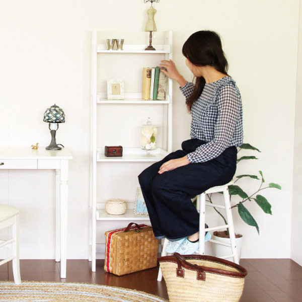 スツール 高さ60cm ine 姫系 ホワイト 白 ハイスツール 木製 天然木