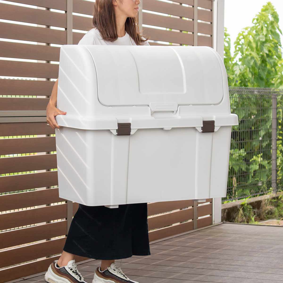 ゴミ箱 220L 屋外 トラッシュコンテナ （ ごみ箱 220リットル コンテナ 大容量 大型 分別 ダストボックス 収納 屋外収納 大型分別容器 ベランダ 軒下 収納庫 ）の画像