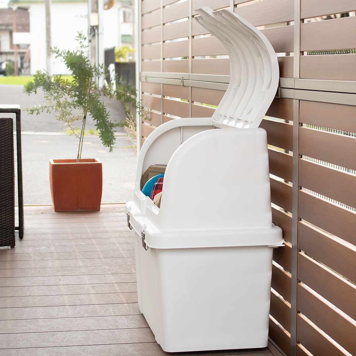 ゴミ箱 220L 屋外 トラッシュコンテナ （ ごみ箱 220リットル コンテナ 大容量 大型 分別 ダストボックス 収納 屋外収納 大型分別容器 ベランダ 軒下 収納庫 ）の画像