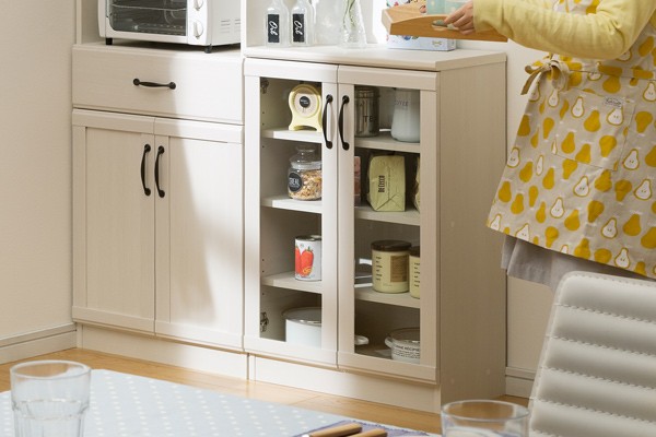 フレンチカントリー ガラスキャビネット カップボード