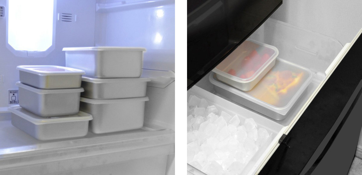 保存容器 アルミ保存容器 深型 大 3.1L 蓋付き （ アルミ製 冷凍OK