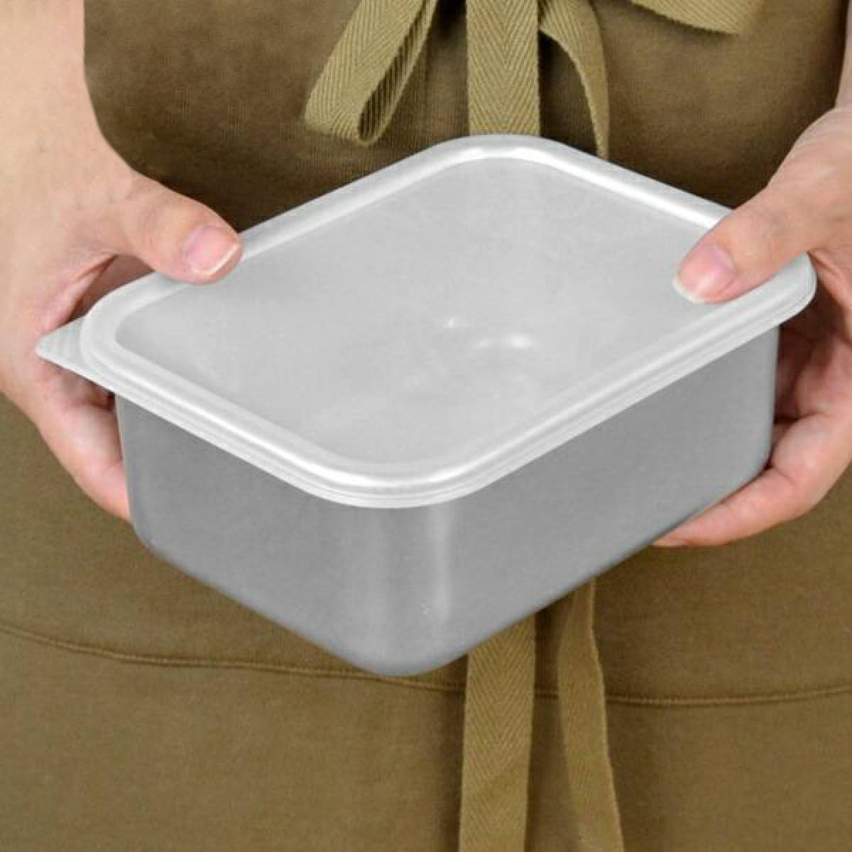 保存容器 アルミ保存容器 深型 小 1L 蓋付き （ アルミ製 冷凍OK