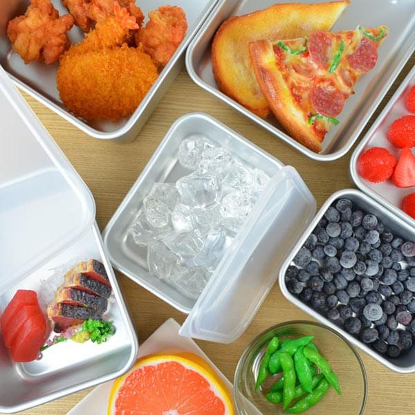 保存容器 アルミ保存容器 浅型 大 2L 蓋付き （ アルミ製 冷凍OK