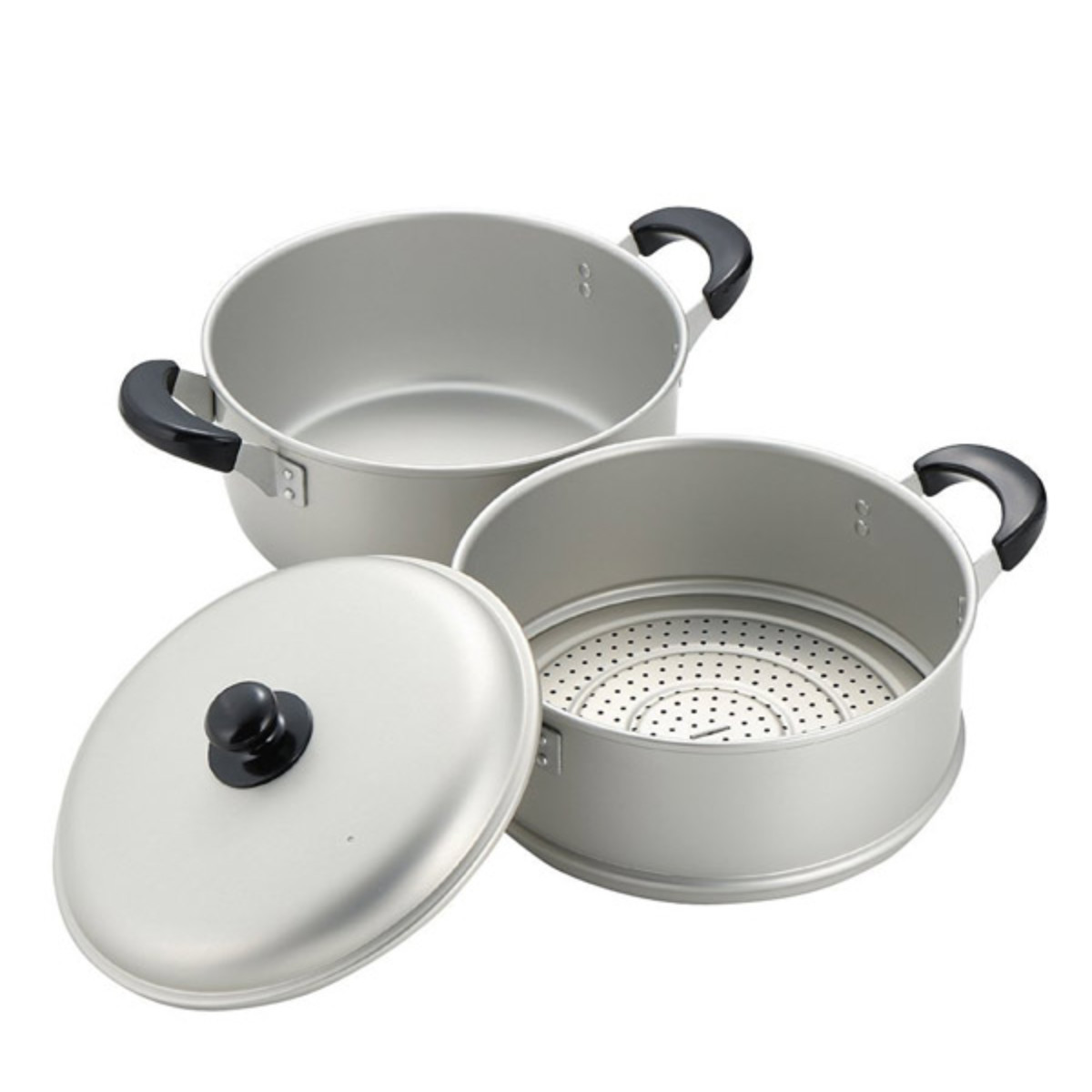 蒸し器・アルミ釜 パール金属 アルミ2段蒸し器 26cm ニューセレット ガス火専用 もち米