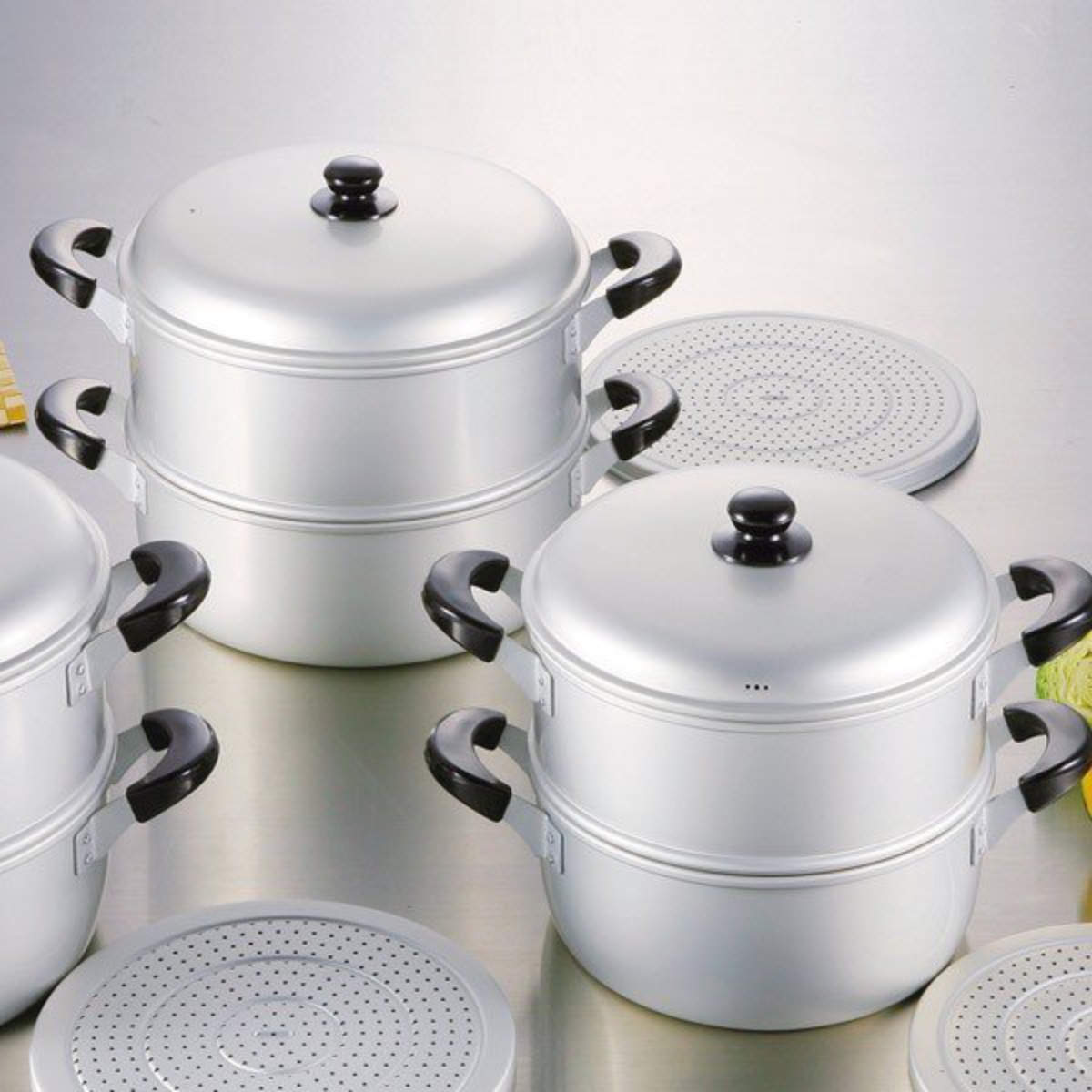 パール金属 アルミ2段蒸し器 28cm ニューセレット ガス火専用 もち米