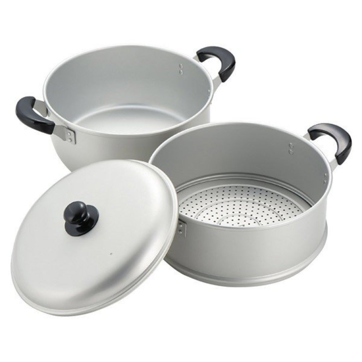 パール金属 アルミ2段蒸し器 28cm ニューセレット ガス火専用 もち米