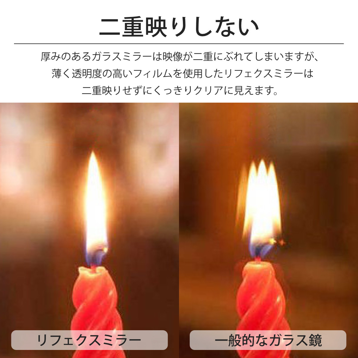 割れない鏡 リフェクスミラー サイズオーダー 2辺フチ付 姿見 幅20